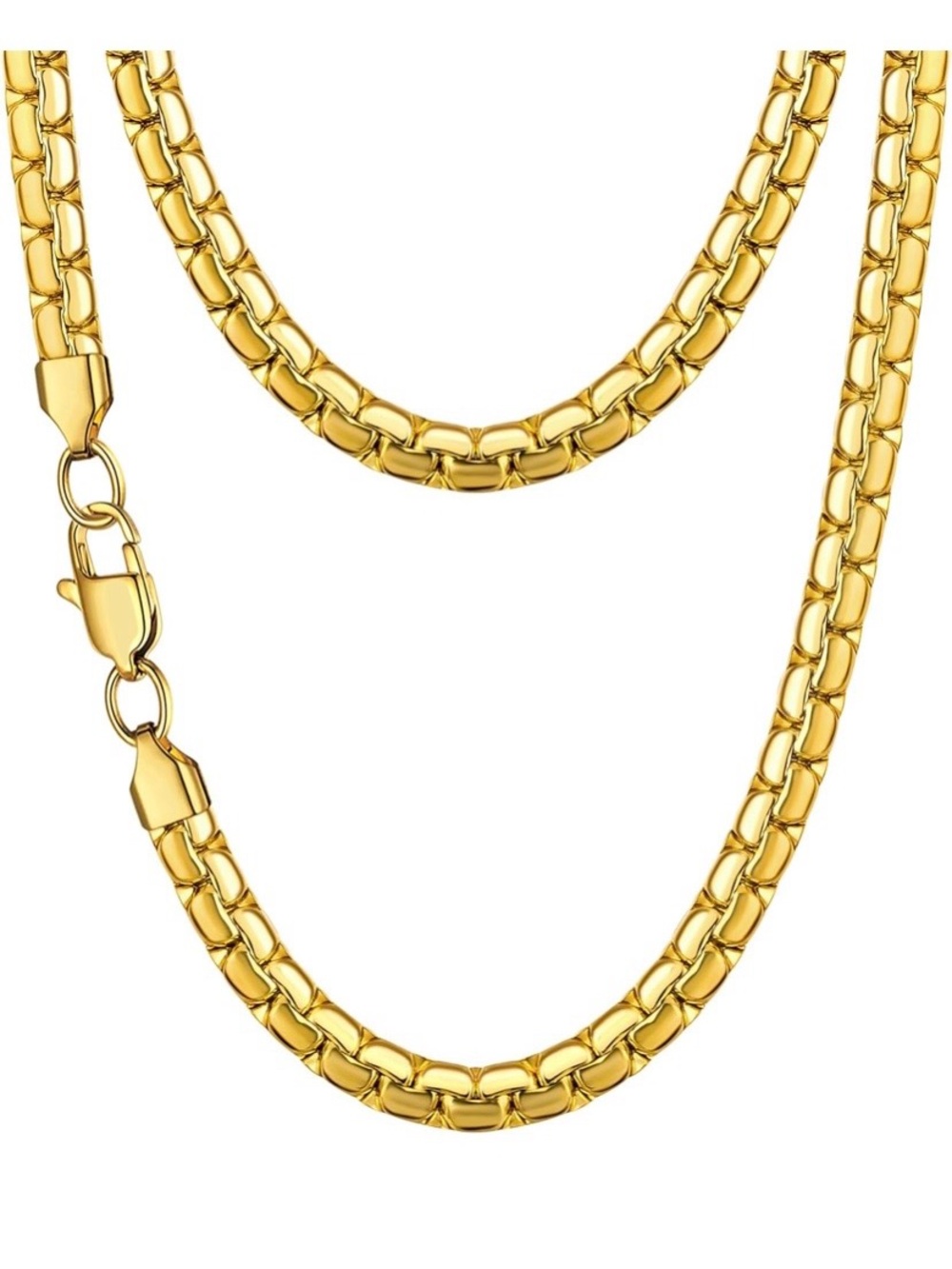 Jewlpire Gold Tone Stainless Steel Box Chain Necklace 16” 4mm New in Gift Box